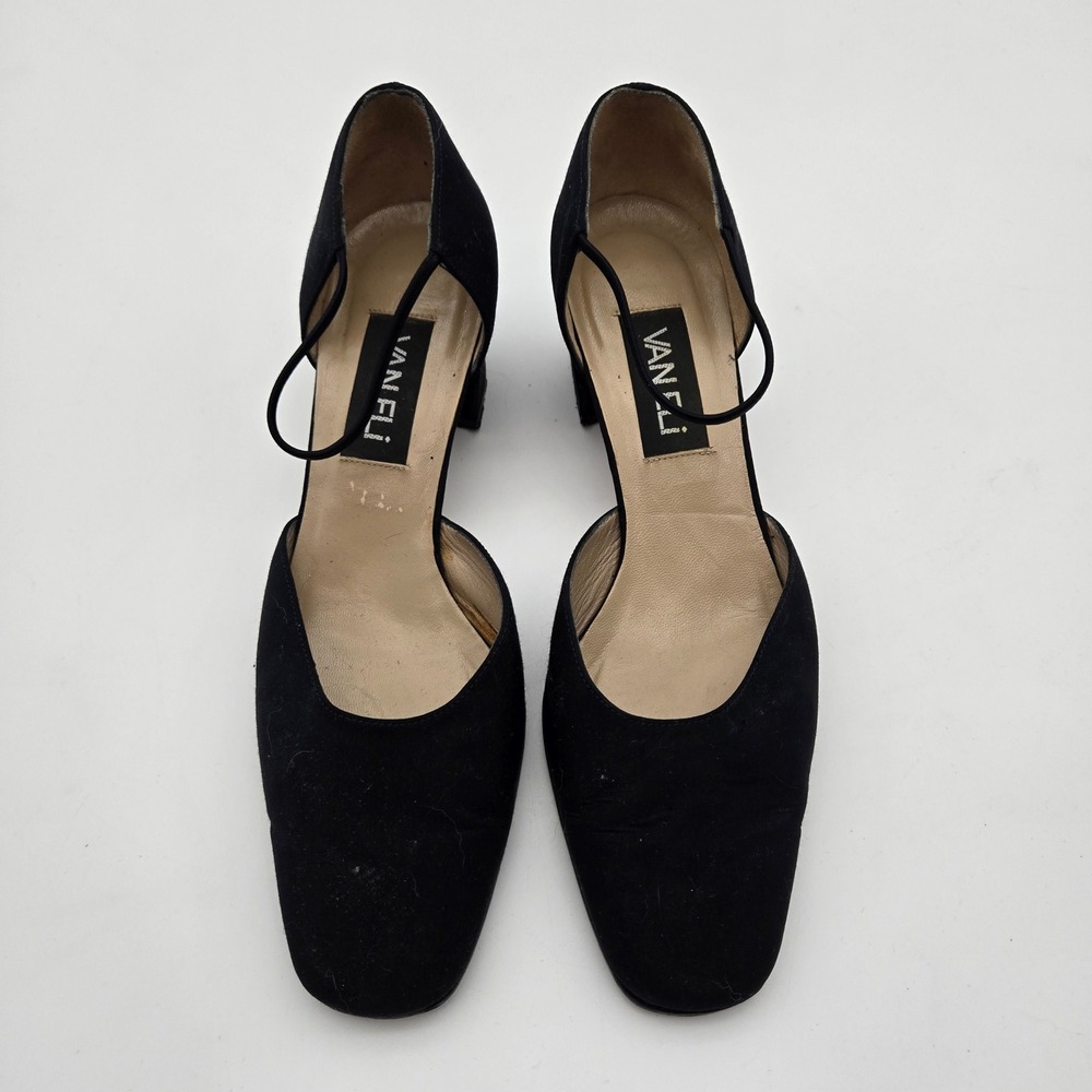Van Eli Womens Black D'Orsay Square Toe Block Heel Pump 7.5 M